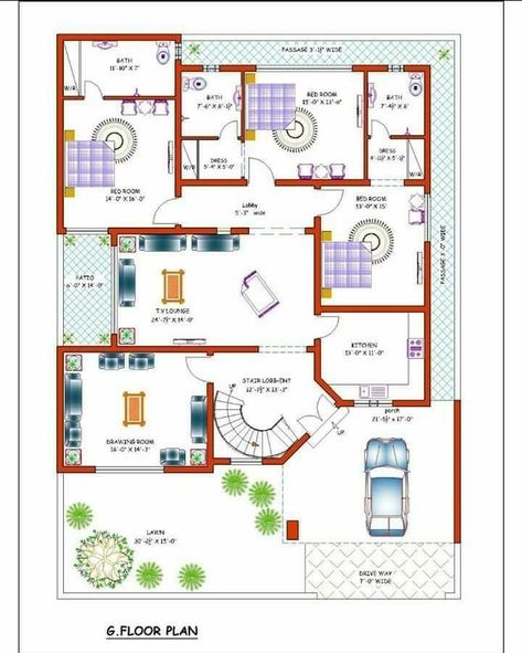 1200sq Ft House Plans, 40x60 House Plans, Home Map Design, Two Story House Design, Bungalow Floor Plans, 2 Storey House Design, Architecture Drawing Plan, 2 Storey House, Simple House Plans