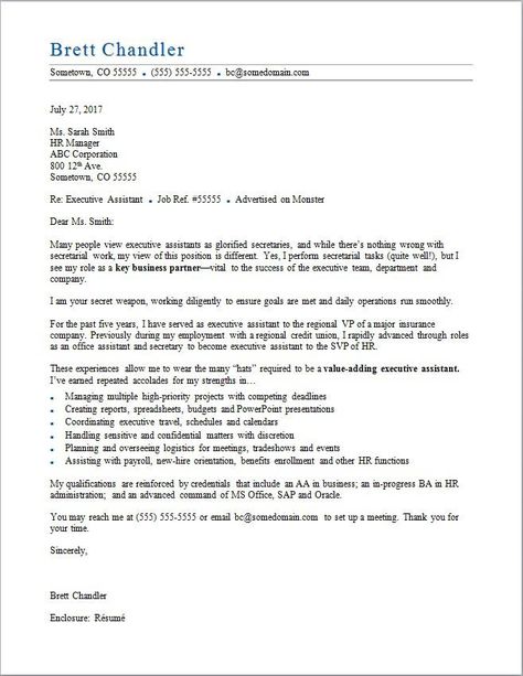 View this sample cover letter for an executive assistant, or download the executive assistant cover letter template in Word. Executive Administrative Assistant, Cover Letter Example Templates, Customer Service Cover Letter, Administrative Assistant Cover Letter, Resume Cover Letter Examples, Professional Cover Letter, Application Cover Letter, Job Resume Samples, Sample Resume Templates