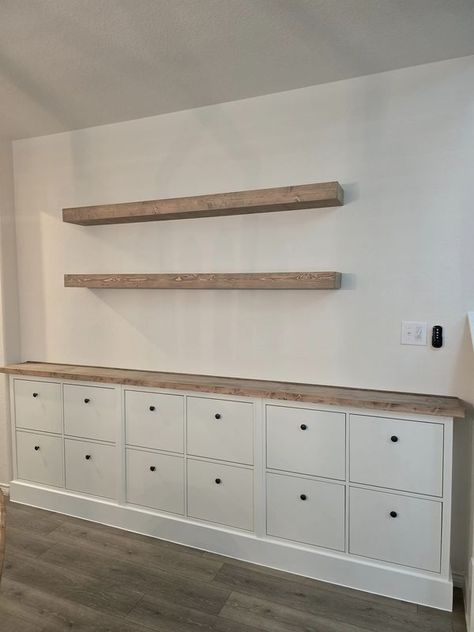 Ikea tips, hacks and more! | Our latest Ikea hack | Facebook Cabinet Built Ins, Beautiful House Images, Hemnes Shoe Cabinet, Ikea Cabinet, Hack Facebook, Shoe Cabinets, Ikea Cabinets, Wooden Tops, Shoe Cabinet