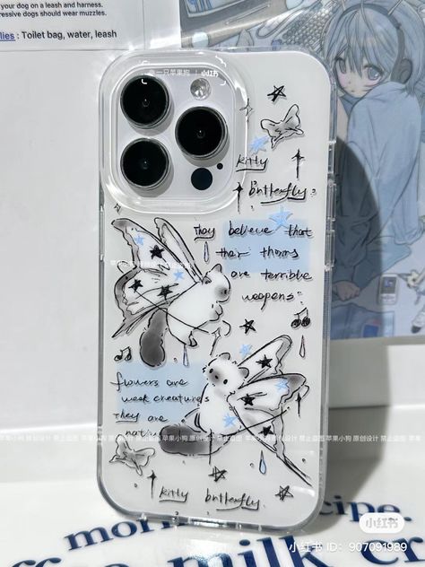 Korean Graffiti, Graffiti Star, Cute Wings, Phone Obsession, Phone Essentials, Diy Phone Case Design, Creative Iphone Case, Cat Phone Case, Star Mobile