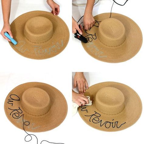 Straw Hat Diy, Couleur Rose Pastel, Diy Straw, French Hat, Hat Tutorial, Painted Hats, Hat Decoration, Chapeau Cowboy, Diy Hat