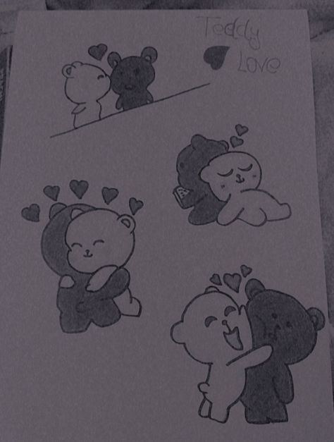 Teddy love cute drawings Two Teddy Bears Hugging Drawing, Cute Drawings Of Love Easy Doodles, Simple Teddy Bear Drawing, Friendship Drawings Sketches, Teddy Sketch, Learning Sketching, Teddy Bear Drawing Easy, Cartoon Pencil Drawing, Teddy Drawing