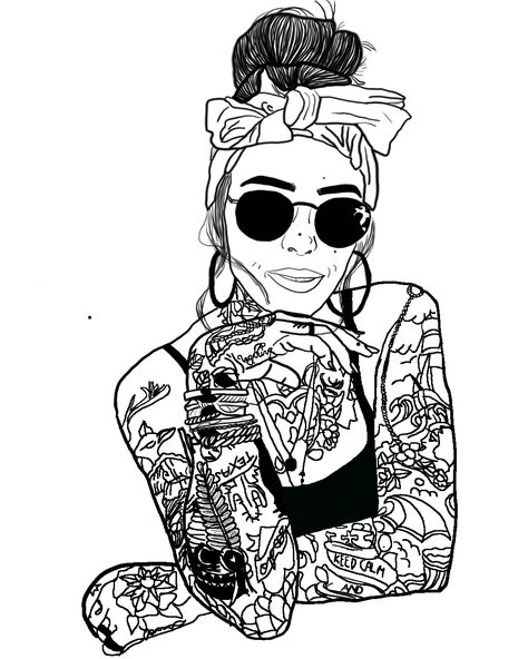 Tumblr Outline Drawings, Outline Aesthetic, Jester Tattoo, Brand Quotes, Tumblr Tattoo, Tumblr Outline, Mike Giant, Outline Pictures, Vector Girl