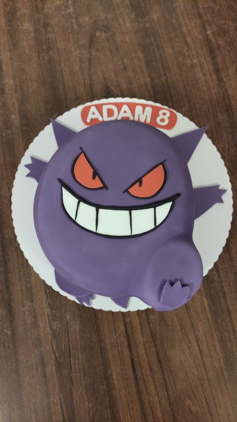 Gengar Cupcake, Gengar Cake Ideas, Gengar Birthday Cake, Gengar Cake, Felix Cake, Birthday Cake Pokemon, Cake Pokemon, 10th Birthday Girl, Pokemon Birthday Cake