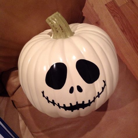 Jack Skelton Painted Pumpkin, Jack The Skeleton Pumpkin Painting, Jack Sleketon Pumpkin, Pumpkin Painting Ideas Jack Skeleton, Jack Skellington Pumpkin Painting, Jack The Skeleton Pumpkin, Pumpkin Competition, Pumpkin Inspo, Funny Pumpkin Faces