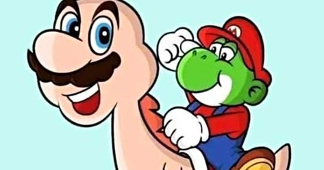 Mario and Yoshi bodyswap by Mark (stuff_by_mark) Mario Funny, Mario Memes, Mario Yoshi, Super Mario Art, Super Mario Brothers, Mario Art, Mario Brothers, Mario And Luigi, Very Funny Pictures