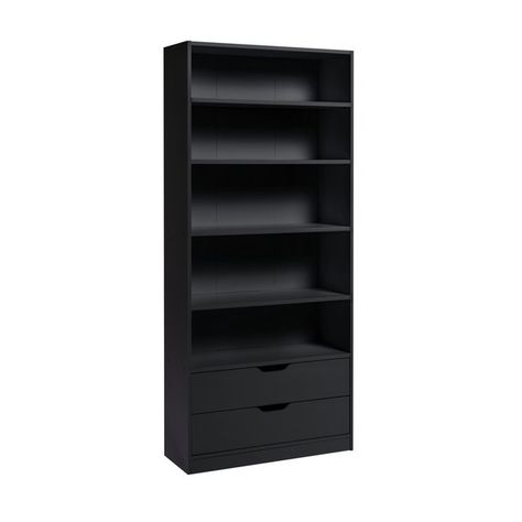 Buy Habitat Compton 5 Shelf Bookcase - Black | Bookcases and shelving | Habitat Argos Bookcase, Tiny Flat Ideas, White Room Decor Bedroom, Decorate Dining Room, Room Objects, Bookshelves Bedroom, Black Bookshelves, Black Bookcases, Aesthetic Bookshelf