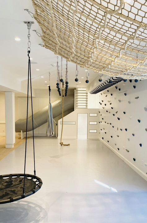 Kids Gym Room, Indoor Climbing Wall, Indoor Playroom, Gymnastics Room, Basement Playroom, Kids Basement, Kids Playroom Decor, Dream Life House, Indoor Climbing