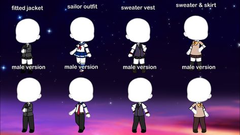 Outfit Ideas For School Tuxedo Gacha Club, Gacha Club Jacket Ideas, Gacha Life 2 School Uniform, Gacha Life Outfit Ideas Male, Gacha Life School Uniforms, Gacha Club School Uniform Ideas, Gacha School Uniform, Gacha Life Outfits Male, Gacha Club Hair Ideas Male