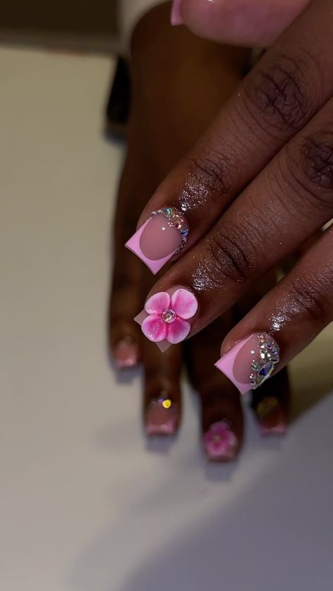 3d Acrylic Nails Flowers, Flower Toe Nails, Cruise Nails, 3d Nail Designs, 3d Flower Nails, Acrylic Toe Nails, Hard Nails, Airbrush Nails, French Tip Acrylic Nails