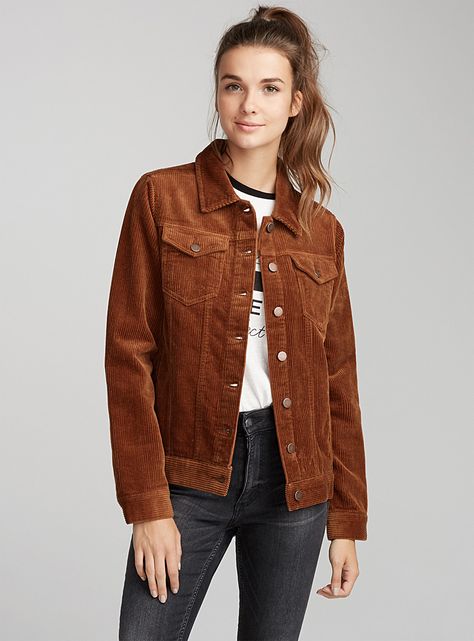 Corduroy vest | Twik | Shop Women's Jackets and Vests | Simons Corduroy Jacket Outfit Womens, Fall Vest Outfits Women, Corduroy Denim Jacket, Shirt Jacket Outfit, Fall Vest Outfits, Corduroy Shirt Jacket, Corduroy Vest, Brown Corduroy Jacket, Fall Vest