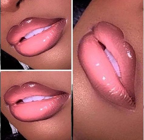 Pink Ombré Lips, Brown And Pink Lipstick Combo, Pink Lip Brown Liner, Pink Lip On Black Women, Brown Lip Liner Pink Lipstick, Brown Lip Liner With Pink Gloss, Lipgloss Black Women, Pink Lip Black Women, Brown Lip Liner With Pink Lipstick