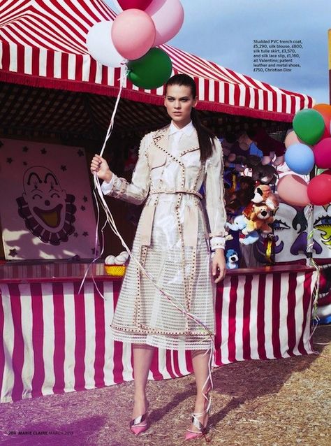 The Terrier and Lobster: "Fair Game": Alexandra Tomlinson by Fabio Chizzola for Marie Claire UK March 2013 Circus Fashion, Women Photoshoot, Street Couple, Carnival Fashion, Fair Photography, Lingerie Shoot, Fair Games, Fun Fair, Funny Photography