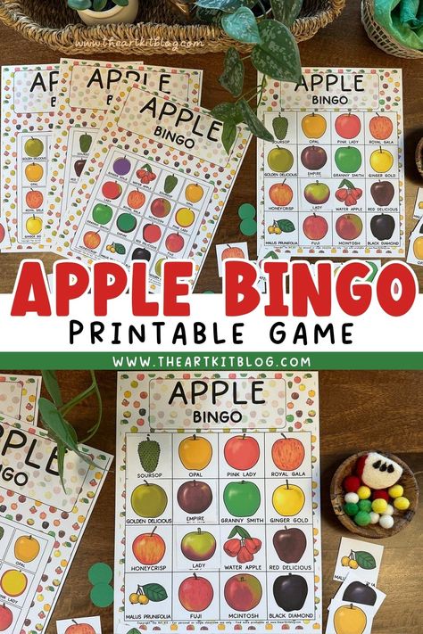 Apple Bingo: Printable Game Apple Games For Kids, Apple Bingo, Types Of Apples, Country Study, Country Studies, Etiquette And Manners, Apples To Apples Game, Bingo Printable, Educational Activities For Kids