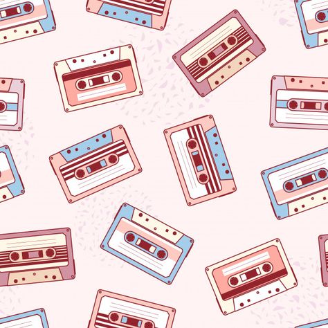 Retro Seamless Pattern, Retro Cassette, Retro Background, Digital Print Fabric, Graphic Editing, Pixie Dust, Wallpapers Backgrounds, Retro Art, Pattern Download