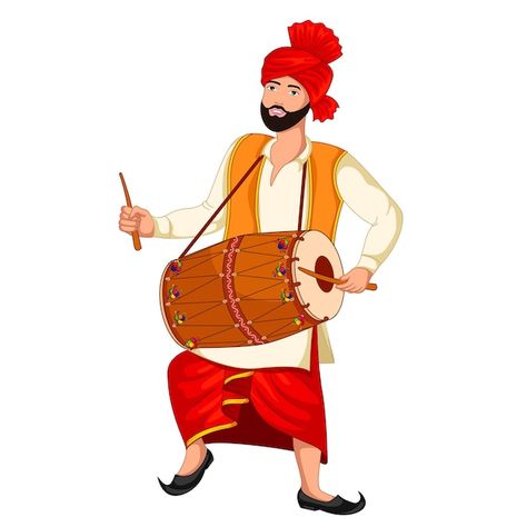 Vector indian punjabi man with dhol for ... | Premium Vector #Freepik #vector Indian Instruments, Butterfly Art Drawing, Indian Wedding Invitation Card Design, Graphic Design Jobs, Human Figure Sketches, Indian Wedding Invitation Cards, Wedding Elements, Wedding Invitation Card Design, Wedding Illustration