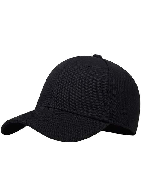 Black Casual   Cotton Plain Baseball Cap Embellished  Spring/Fall Men Accessories Streetwear Caps, Trendy Caps, Plain Baseball Caps, Mens Hats Baseball, Wonder Book, Stylish Caps, Cap Collection, Men Baseball Cap, Black Baseball Cap