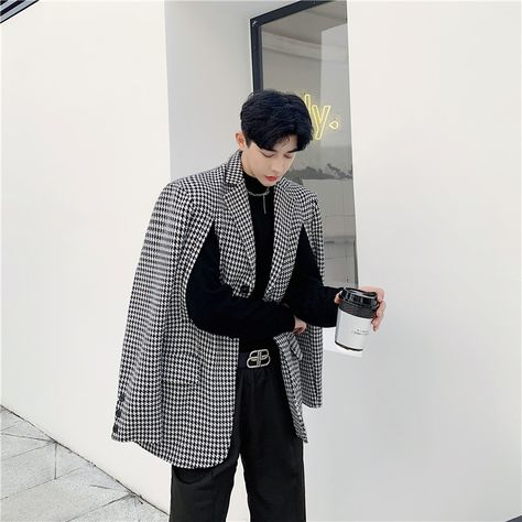 Suit Men Casual, Korean Men Suit, Korean Men Clothing, Korean Men Fashion, Korean Suit, Suits Korean, Suit Men, Plaid Suit, Men Fashion Casual Outfits