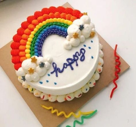 Rainbow Colour Cake, Minimalist Cake, Rainbow Birthday Cake, Torte Cupcake, Rainbow Colour, Simple Cake Designs, Cake Decorating Frosting, Simple Birthday Cake, Cake Decorating Designs