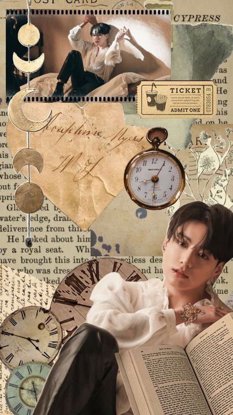 Jungkook Shuffle, Jungkook Aesthetic Collage, Jungkook Brown Aesthetic Wallpaper, Jungkook Vintage Aesthetic, Bts Wallpaper Collage, Jungkook Brown, Jungkook Collage, Jungkook Vintage, Brown Aesthetic Wallpaper