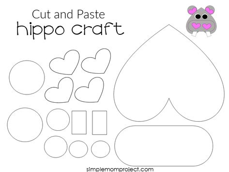 Your kids will have fun learning the Letter H with this free printable Heart Hippo craft. This super cute cut-out & paste Heart Hippo Craft is an ideal preschool art project or printable safari activity for homeschoolers. Enjoy watching your kids bring this printable paper craft alive with their favorite colors then design the adorable Heart Hippo. It’s a zoo animal craft your kids will love, so click here to get your free printable Heart Hippo Craft today! #Hippocrafts #Hippofreeprintables Nannying Activities, New Year Card Handmade, Hippo Craft, Hippo Crafts, Safari Crafts, Zoo Animal Crafts, Heart Animals, Valentine Art Projects, Preschool Art Projects