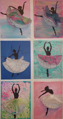 I saw a version of this posted and decided to do my own take with my people. I let them do the background, paste a silhouette of a dancer and the skirts are coffee filters. I love what they did. Edgar Degas Art Projects For Kids, Elementary Art Ideas, Dancing Painting, Art Wednesday, Artist Study, Transitional Kindergarten, Paper Art Projects, Ballerina Art, Creation Art