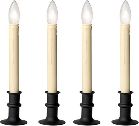 Amazon.com: Celestial Lights Set of Four Adjustable Height Battery Operated LED Window Candles with Daily Timer Ivory Candle Stick. (Black Oynx): Home Improvement Led Window Candles, Solar Candles, Led Window, Ivory Candles, Window Candles, Battery Operated Candles, Window Light, Changing Wall Color, Wall Color