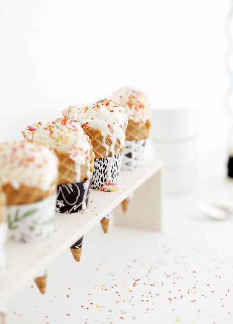 DIY Ice Cream Stand @themerrythought #MichaelsMakers Diy Ice Cream Stand, Diy Ice Cream Cone, Cone Wrappers, Ice Cream Station, Ice Cream Stand, Creative Diy Projects, Diy Ice Cream, Waffle Cones, Ice Cream Parlor