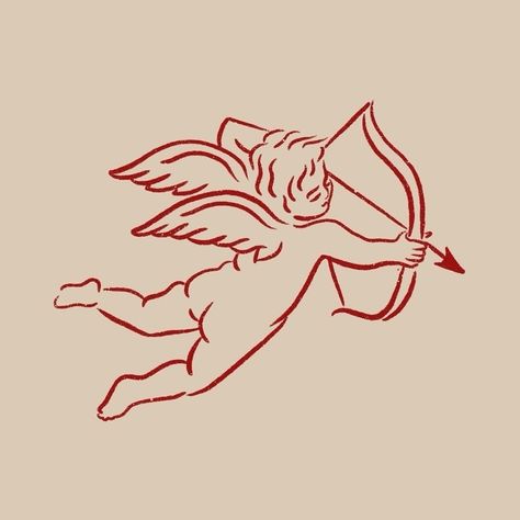 Cupid’s arrows are for the fearless—love hits like a high-speed chase. #Cupid #CupidTattoo #LoveArrow #HeartAndArrow #RomanticTattoo #LoveSymbol #ValentinesDay #CupidArt #LoveInked #CupidDesign Cupid Line Tattoo, Cupid Painting Easy, How To Draw Cupid Step By Step, Cupid Sketch, Cupid Painting, Cupid Illustration, Cupid Art, Cupid Drawing, Vintage Cupid