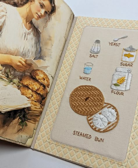 What is that one bread or pastry you can't live without? ☺️🍞🥐🍪🍰🧁🥖 I've been inactive lately as I've been working on a series of lapbook journals for the past few months, and I have some new ones to create in the coming days. I'm grateful for the opportunity to craft these amazing books. Wishing you a productive day ahead! 🤎 #handembroidery #artjournal #junkjournal #embroideryart #bordados #embroidered Recipe Junk Journal, Light In The Kitchen, Embroidery Journal, Book Embroidery, Recipe Baking, Summer Sewing, Amazing Books, Bullet Journal Diy, Handmade Embroidery Designs