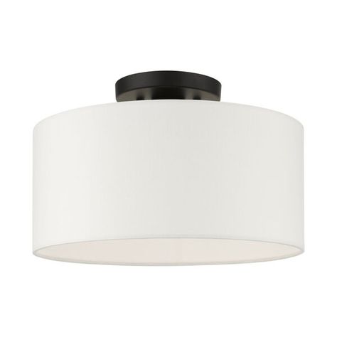 Livex Lighting Meridian Black 13-Inch One-Light Semi-Flush Mount 41097-04 | Bellacor Master Brand, Hallway Bathroom, Semi Flush Ceiling Lights, Livex Lighting, Kitchen Small, Ceiling Fan Chandelier, Flush Ceiling Lights, Semi Flush Mount, Garden Lamps