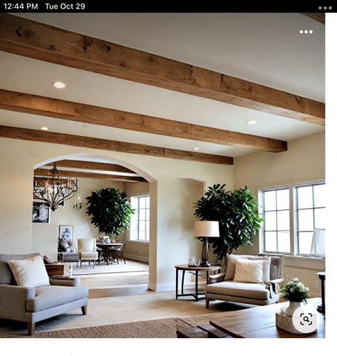 Wooden Ceiling Beams Living Rooms, Rooms With Beams On Ceiling, Support Beams In Living Room, Ceiling Beam Ideas, Wood Coffered Ceiling, Beam Ideas, Box Beams, Box Beam Ceiling, Box Ceiling