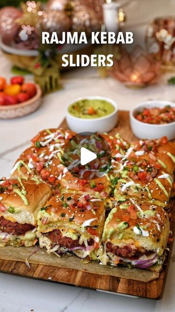 Nidhi Bothra on Instagram: "Rajma Kebab Sliders — with layers of a crisp veggie slaw, smoky rajma kebab, and melty cheese, this is the ultimate slider recipe! 💖🥑 Brushed with herbed garlic butter, drizzled with avocado crema, and topped with fresh strawberry salsa, these sliders are fresh, bright, and so satisfying! 🍓✨ Detailed Recipe: https://naturallynidhi.com/rajma-kebab-sliders/ Clickable link in profile @naturallynidhi 💕 Ingredients Rajma Kebab: 1 1/2 cup rajma (kidney beans) , boiled or canned 2 green chilies 1 inch ginger 2 cloves garlic 1 tbsp oil 1 medium onion , finely chopped 1 small beetroot , grated 2 medium potatoes , boiled and grated 1 1/2 tsp taco seasoning 1/2 tsp smoked paprika 1/2 tsp red chili powder 1 tsp roasted cumin powder 1/2 tsp oregano 1/2 tsp garam masala Naturally Nidhi Recipes, Sliders Appetizers, Veggie Slaw, Indian Diet Recipes, Slider Recipe, Rajma Recipe, Vegetarian Sandwich Recipes, Strawberry Salsa, Veggie Fries