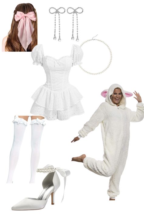 Mary And Lamb Costume, Duo Halloween Costumes Iconic, Sheep Costume Women, Little Bo Peep Costume Diy, Little Bo Peep Costume Women, Sheep Halloween Costume, Sheep Outfit, Spirit Weeks, Bo Peep Dress