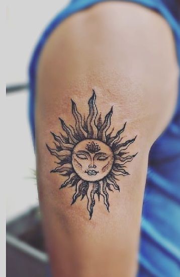 Tribal Sun Tattoo With Face Surya Tattoo Design, Sun Tattoo With Shading, Shaded Sun Tattoo, Surya Tattoo, Shaded Tattoos Women, Sun Tattoo With Face, Sun Tattoo Men, Sun Tattoo Designs For Men, Shading Tattoos