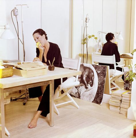 Finding an Oasis of Calm in Elsa Peretti’s Masterfully Minimalist New York Apartment, Circa 1976 | Vogue Overstuffed Couch, Leia Sfez, Apple Art Print, Horst P Horst, Studio Pictures, Work Desks, New York Penthouse, 20 Aesthetic, Manhattan Apartment