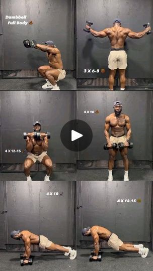 Full Body Workout For Men, Dumbbell Full Body Workout, Full Body Workout With Dumbbells, Full Body Workout With Weights, At Home Full Body Workout, Home Full Body Workout, Dumbbell Workout At Home, Dumbbell Shoulder, Full Body Dumbbell Workout