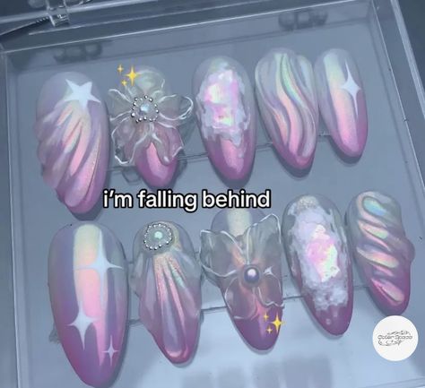 Fairy Nails, Mermaid Nails, Nail Art Designs Diy, Pretty Gel Nails, Nail Art Designs Videos, Rose Nails, Soft Nails, Nail Art Kit, Glam Nails