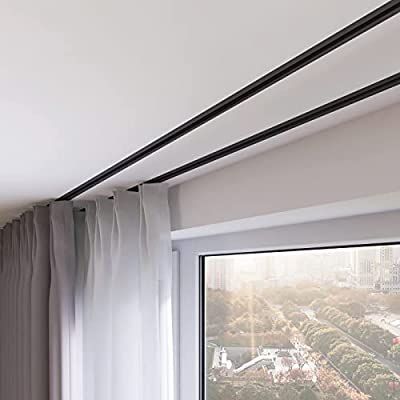 Flexible Curtain Track, Ceiling Curtain Rod, Ceiling Curtain Track, Curtain Room Divider, Black Curtain Rods, Sliding Curtains, Curtain Tracks, Curtain Hangers, Divider Curtain