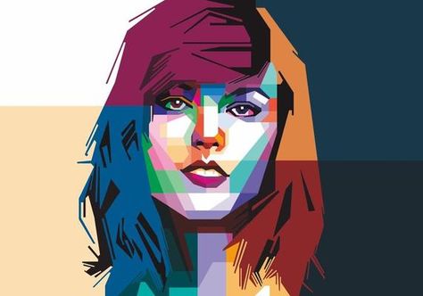 Taylor Swift Vector Pop Art Face, Portraits Pop Art, Illustration Pop Art, Wpap Art, Desen Realist, 얼굴 그리기, Pop Art Portraits, Pop Art Posters, Pop Art Painting