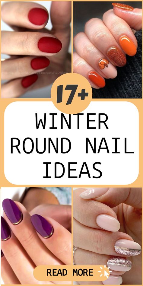 Upgrade your winter nail look with classy round nail designs that ooze sophistication and refinement. Choose elegant styles in timeless winter colors such as rich burgundy, sparkling silver, and frosty blue to elevate the elegance of your manicure. Embrace the chilly season with nails that are not only fashionable but also comforting. Explore these chic ideas for a cozy yet stylish winter vibe! Christmas Nails For Brown Skin, Seasonal Nail Ideas, Burgundy And Silver Nail Designs, Round Nail Ideas, Nail Ideas For Fall, Round Nail Designs, Gold Accent Nail, Fall Leaves Nail Art, Winter Nails Gel