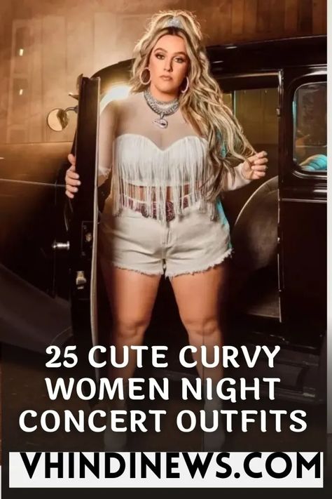 25 Chic Plus Size Outfits for a Concert at Night: Best Night Concert Outfits for Curvy Women 41 Bar Hopping Outfit Plus Size, Club Outfits For Women Plus Size Night, Plus Size Night Club Outfits, Plus Size Outfits For Going Out, Casual Concert Outfits Plus Size, Outfits For A Concert At Night, Concert Looks Plus Size, Plus Size Baddie Outfits Going Out, Chic Plus Size Outfits