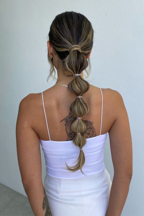 Blonde Brown Hair, Bridesmaid Hairstyle, Bubble Braid, Brown Blonde Hair, Bridesmaid Hair, Hair Inspo, Brown Hair, Cool Hairstyles, Backless Dress