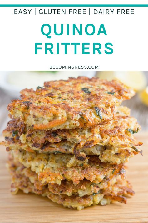 These quinoa fritters with healthy garlic aioli are a great way to use up any leftover quinoa. They are easy to make and make a perfect appetizer or you can serve with salad to make a meal. What To Do With Leftover Quinoa, Dairy Free Quinoa Recipes, Leftover Quinoa Recipes, Quinoa Fritters, Leftover Quinoa, College Recipes, Quinoa Recipes Easy, Quinoa Dishes, Vegan Quinoa