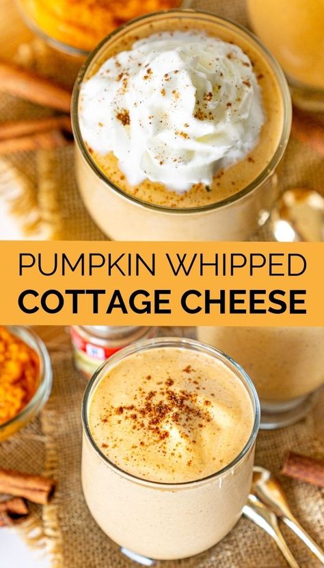 Pumpkin Spice Whipped Cottage Cheese is the ultimate no-cook, no-bake 5 minute dessert with just 4 ingredients. Whipped cottage cheese is fantastic because it is smooth, rich, and creamy, and high in protein! This is a refined sugar-free dessert, it's gluten-free, and high in protein and vitamins. Perfect healthy pumpkin dessert and healthy cottage cheese recipe. Give it a try if you're looking for healthy pumpkin spice recipes! Cottage Cheese Dessert Recipes, Pumpkin Spice Recipes, Whipped Cottage Cheese, Cottage Cheese Recipe, Healthy Pumpkin Dessert, Cottage Cheese Recipes Healthy, Cottage Cheese Desserts, Pumpkin Spice Recipe, Postre Keto