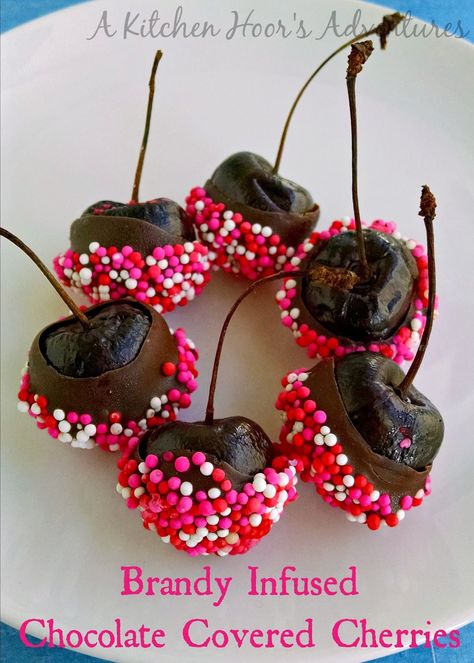 chocolate covered cherries with a punch! Brandy Cherries, Brandied Cherries Recipe, Dipped Cherries, Chocolate Covered Cherries Recipe, Chocolate Dipped Cherries, Infused Chocolate, Strong Punch, Chocolate Covered Cherries, Cherry Recipes