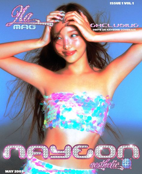 Made this last week and hated it but ig it’s kinda growing on me & I wanted to post something 🤭⁣ ⁣ ⁣ ⁣ ⁣ #nayeon #twice #kpop #graphicindex #kpopdesign Magazine Cover Ideas, Magazine Design Cover, Creative School Project Ideas, Pop Magazine, Retro Graphics, Poster Room, Twice Kpop, Old Magazines, Kpop Posters