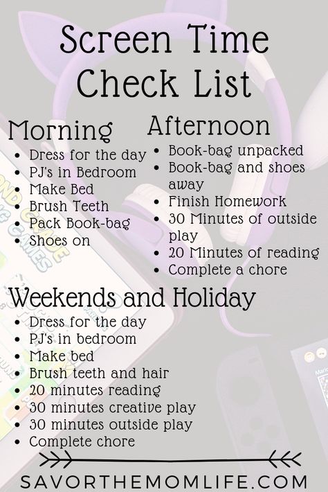 Healthy Screen Time, Nanny Binder, 1st Grandchild, Bedroom Book, Lifestyle Goals, Kids Schedule, Broken Screen, List Ideas, Home Activities