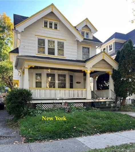 Under $75K Thursday - c.1900 New York Victorian Home For Sale Under $75K - Old Houses Under $50K Vintage Light Fixtures, Double Decker Bus, Victorian Home, Two Car Garage, Crown Molding, Spacious Living Room, Remodels, Tiny Home, Walk In Pantry