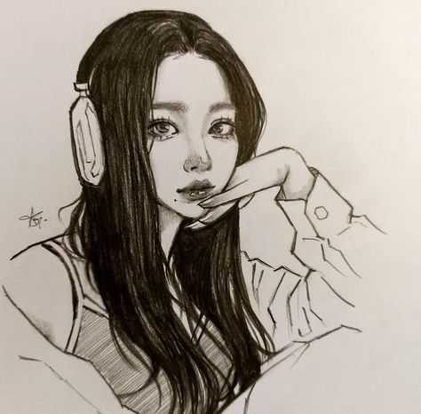 Easy Drawings Aesthetic, Sketchbook Pages Aesthetic, Ningning Winter, Winter Giselle, Fanart Sketch, Indie Drawings, Animation Art Sketches, Kpop Drawings, Sketch Painting